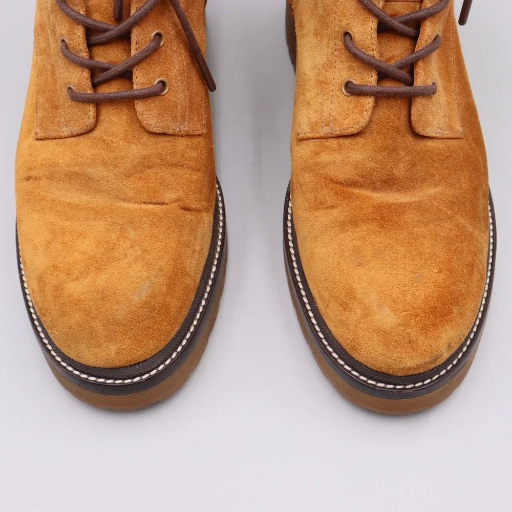 Tory Burch Women's Miller Lug Sole Combat Boots Size 10M US Tan Suede Lace Up